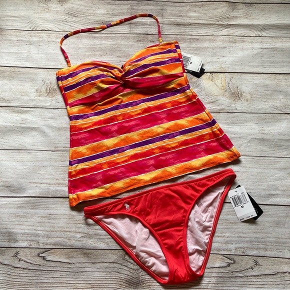 Ralph Lauren Women’s Tankini 2 Piece Swimsuit Swim Set Size M
